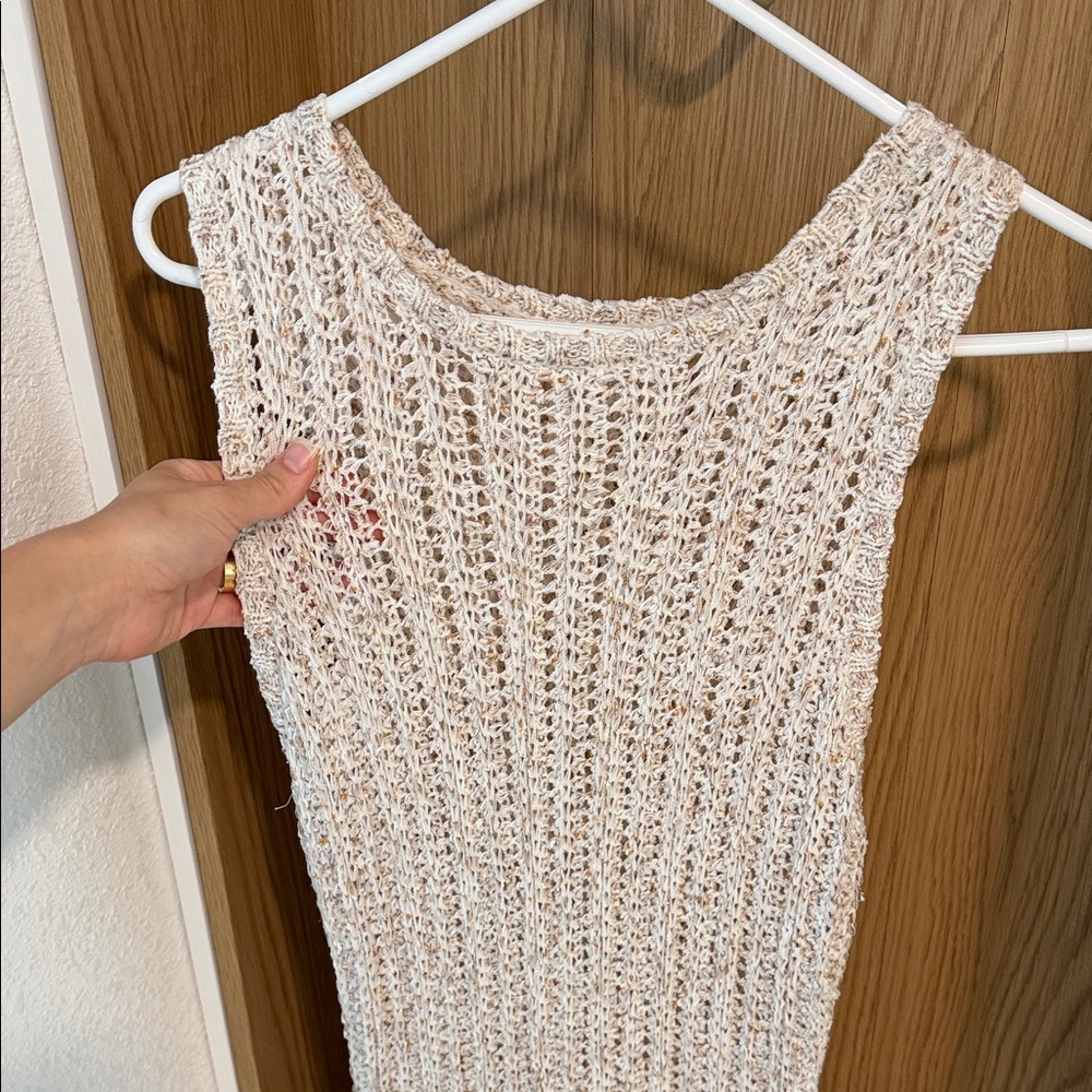 Handmade Crochet Maxi Dress in Beige